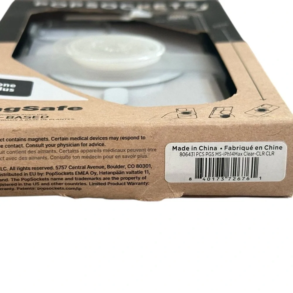 PopSockets Clear Case with MagSafe iPhone 14 Plus NIB Wireless charging